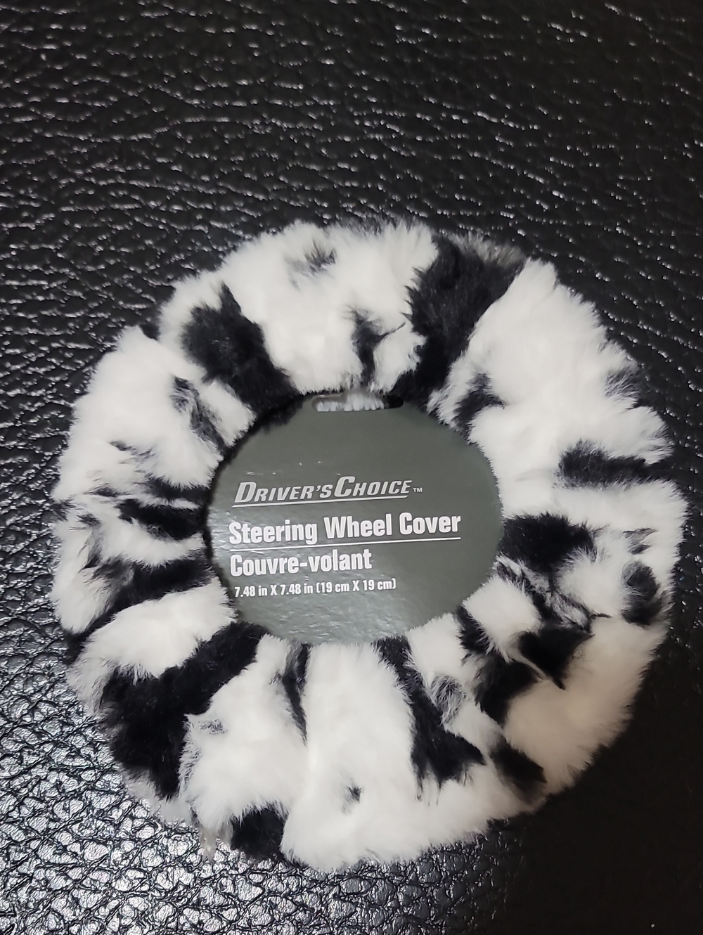 Driver's Choice Black & White Zebra Faux Fur Steering Wheel Cover